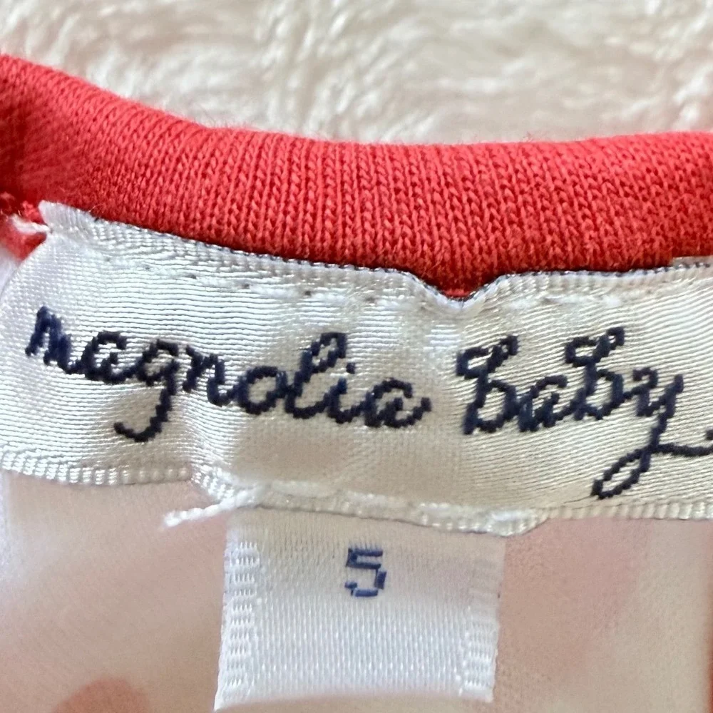 Magnolia Baby Girls‎ Heart Print Dress Pima Cotton Red White Size 5